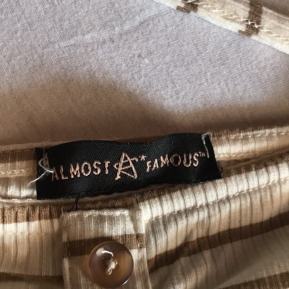 Almost Famous Size S Y2K Lettuce Hem Striped Top - Picture 7 of 9